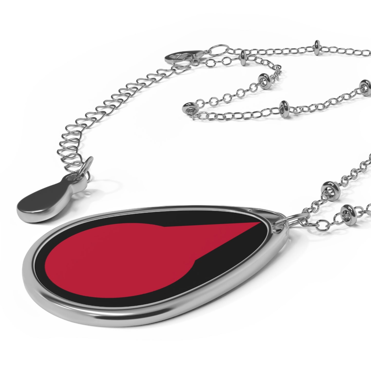 Blood Drop Oval Necklace — Red Teardrop Pendant Necklace