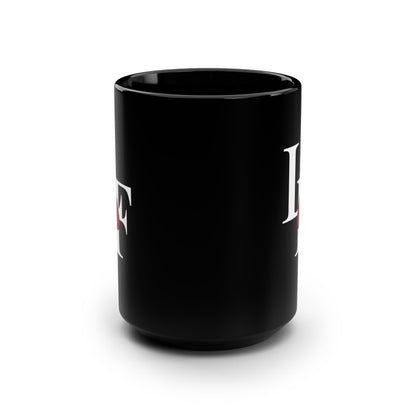 Black 15oz Mug — LF Logo with Red Blood Drop | Gothic Coffee Cup, Dark Aesthetic Gift
