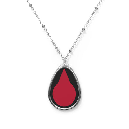 Blood Drop Oval Necklace — Red Teardrop Pendant Necklace